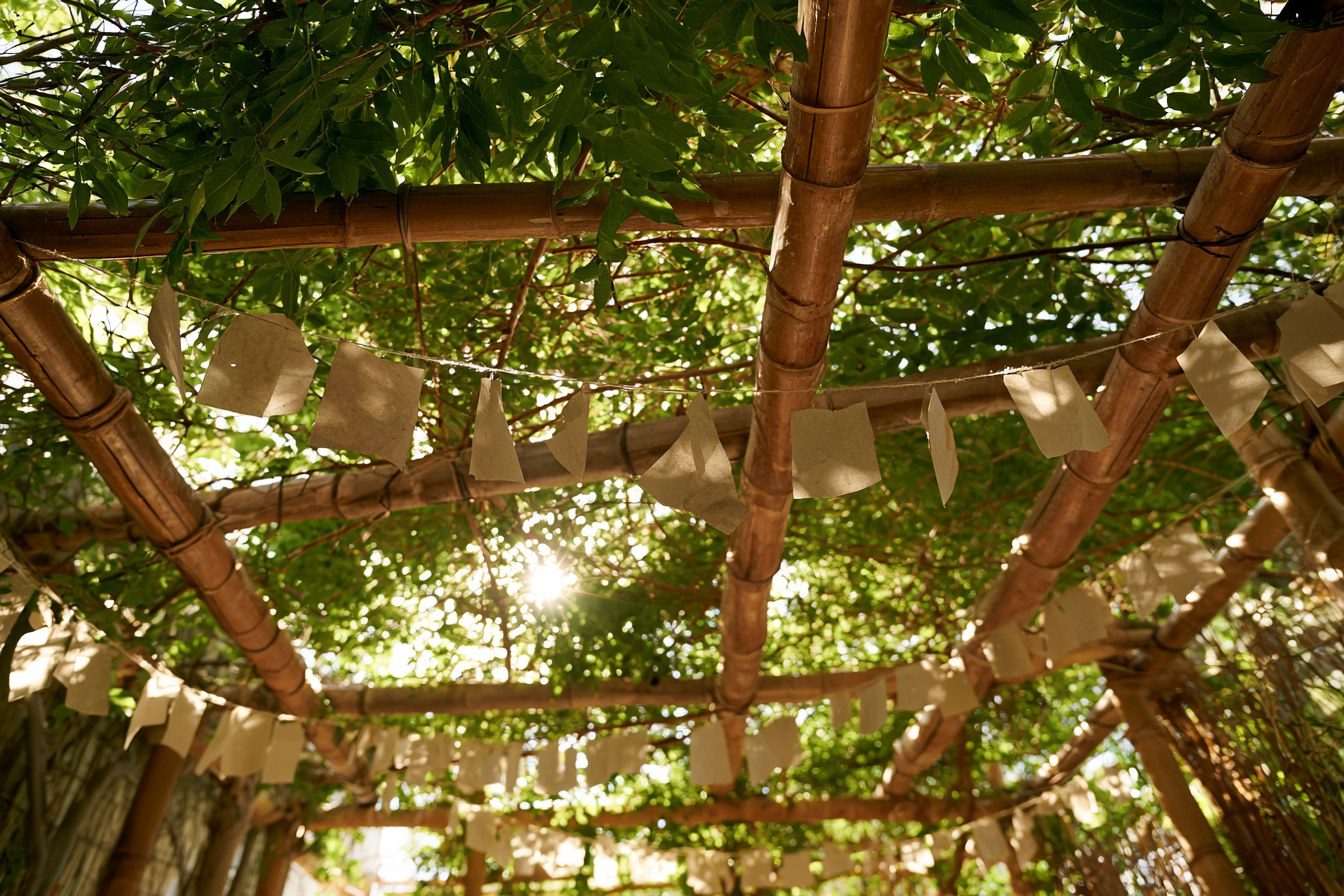 Inside a sukkah