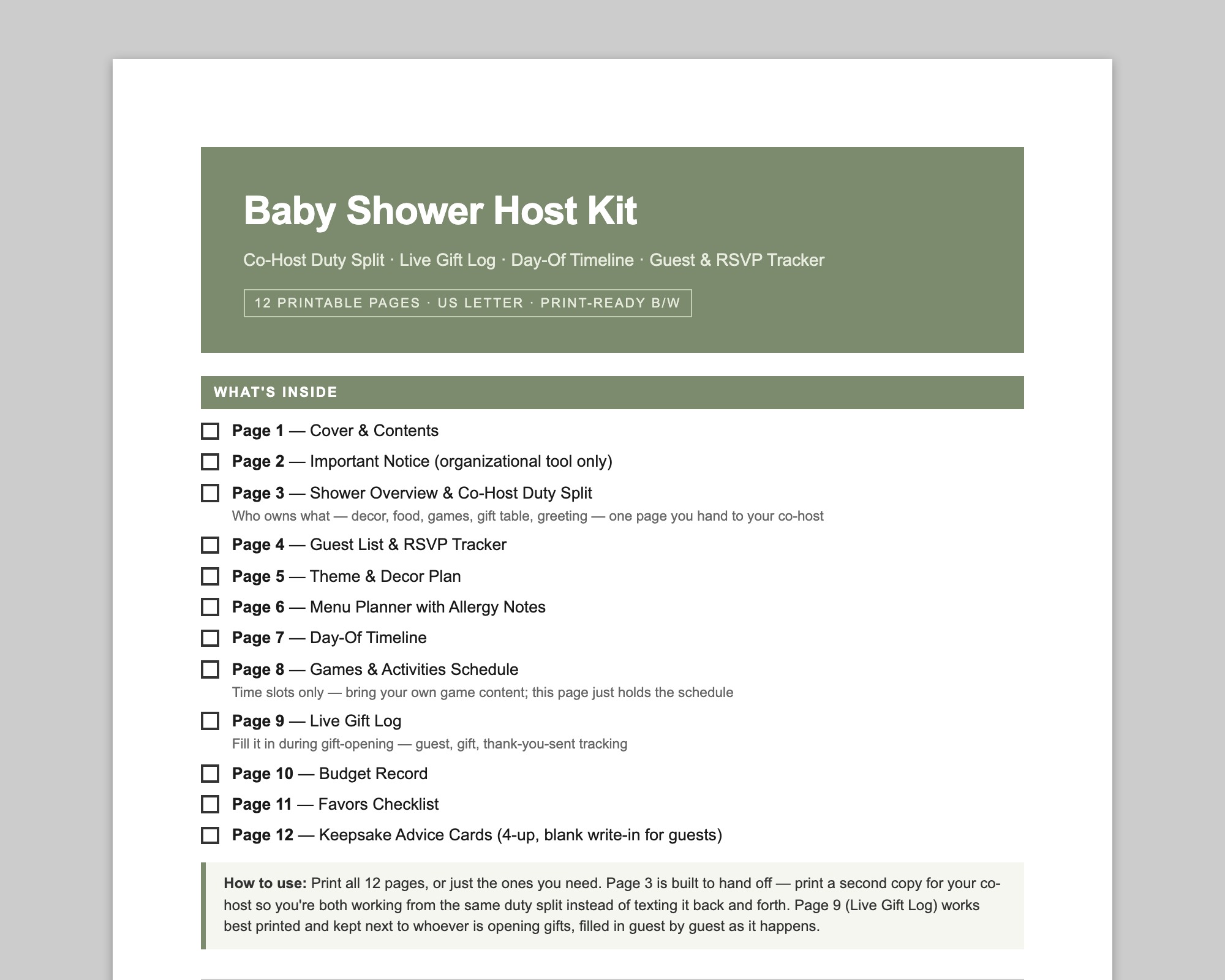 Baby Shower Host Kit + Welcome Baby Kids Pack preview