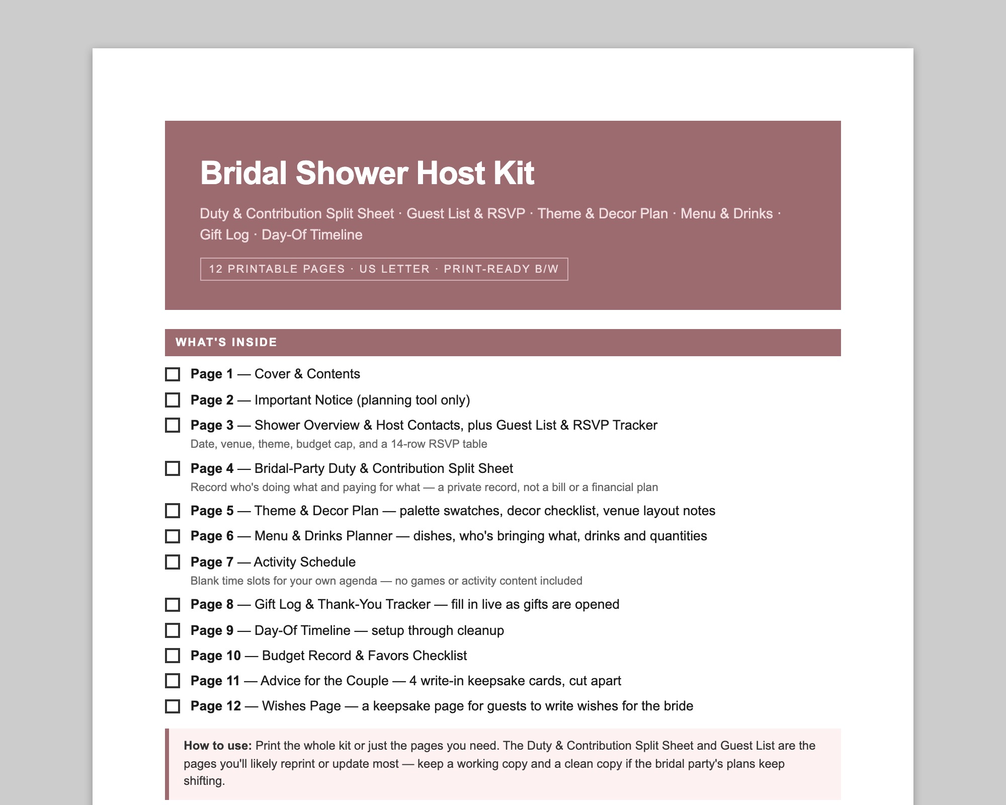 Bridal Shower Host Kit + Kids Activity Pack preview
