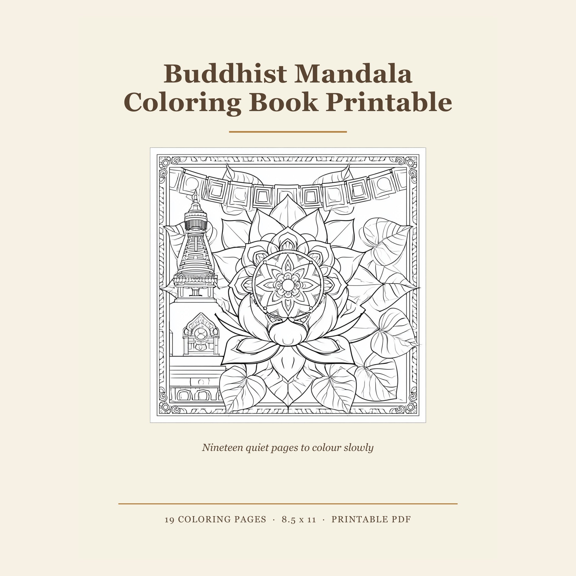 Buddhist Mandala Coloring Book preview