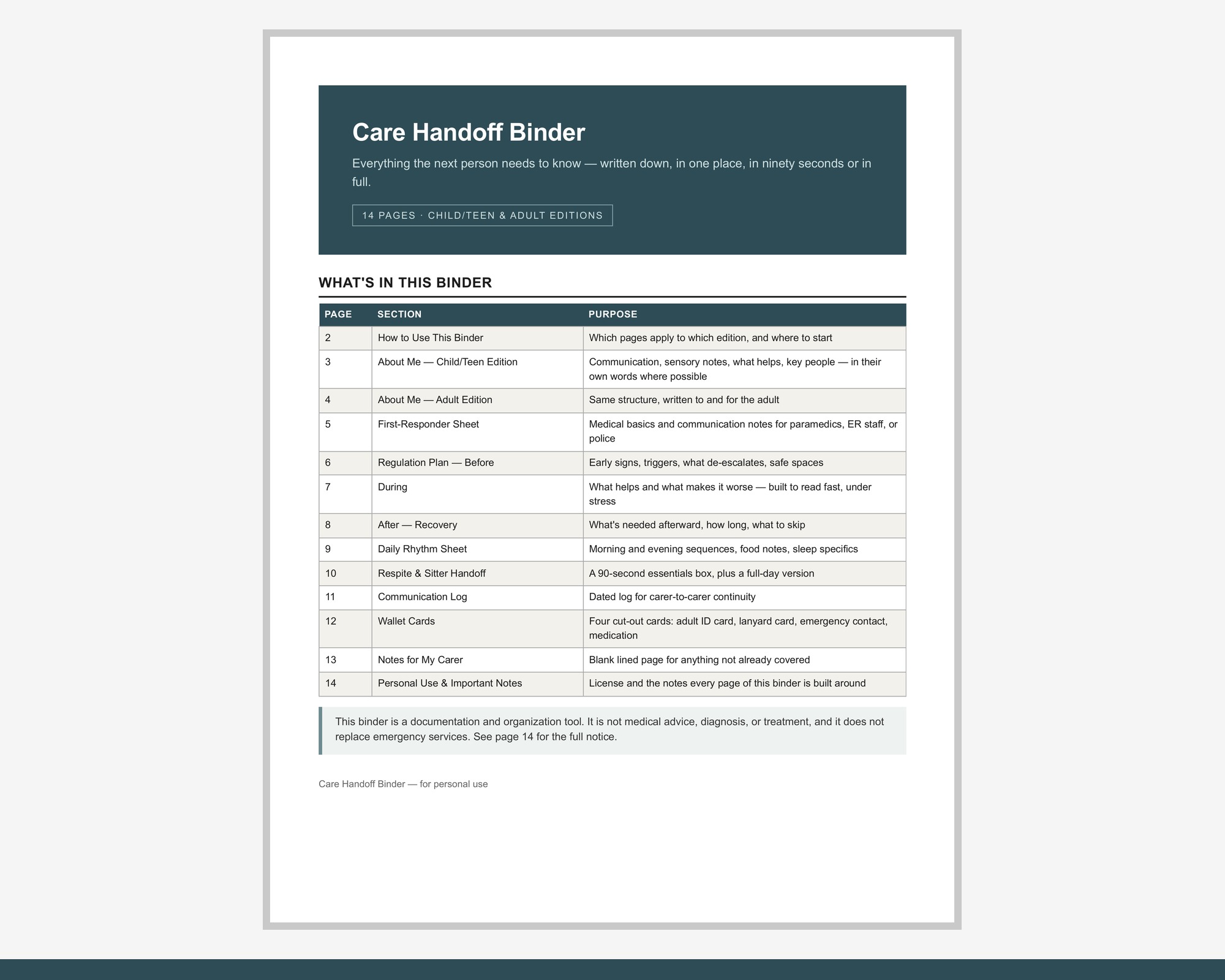 Autism Care Handoff Binder preview