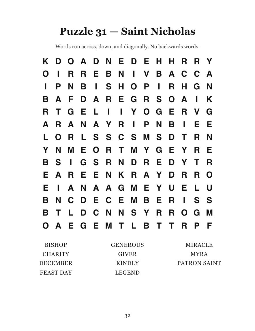 Christmas Carols & Traditions Word Search preview