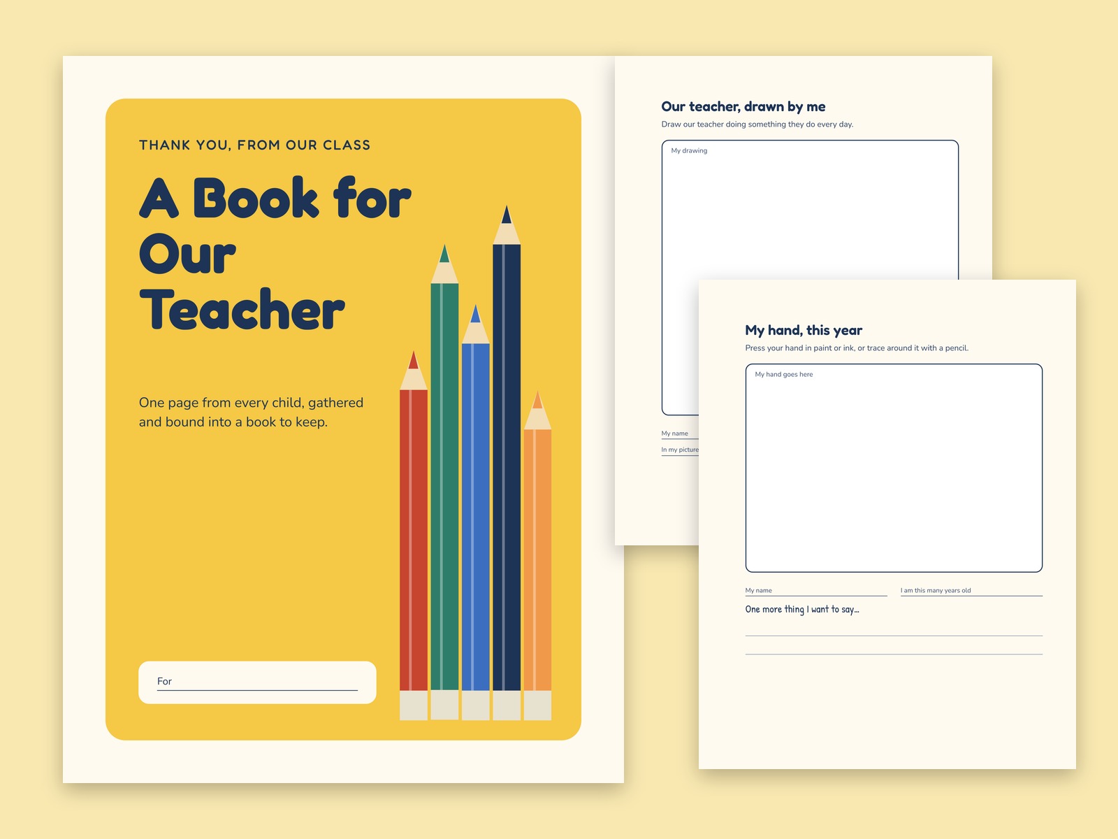 Class Gift Book for a Teacher: A Page From Every Student, Printable preview