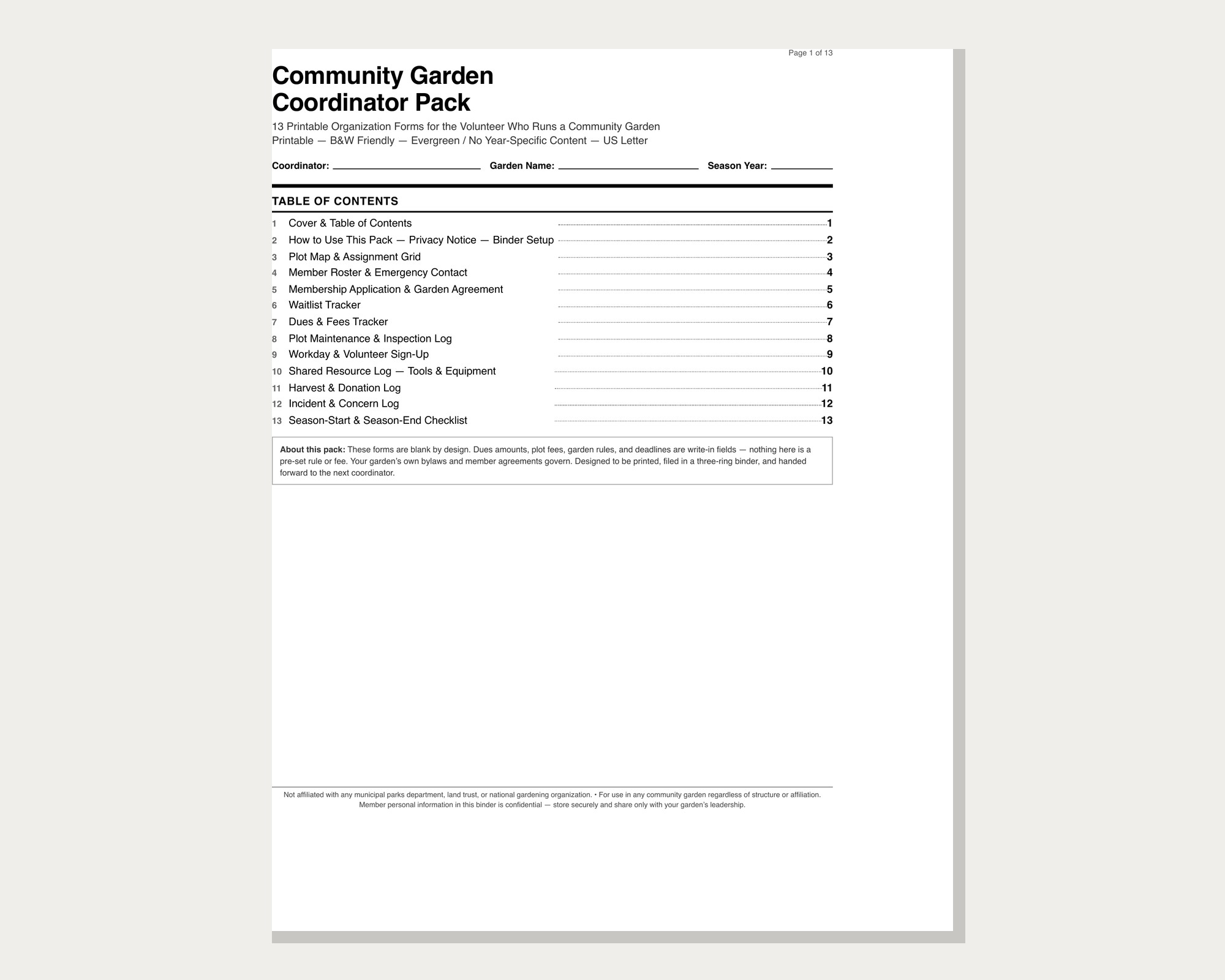 Community Garden Coordinator Pack preview