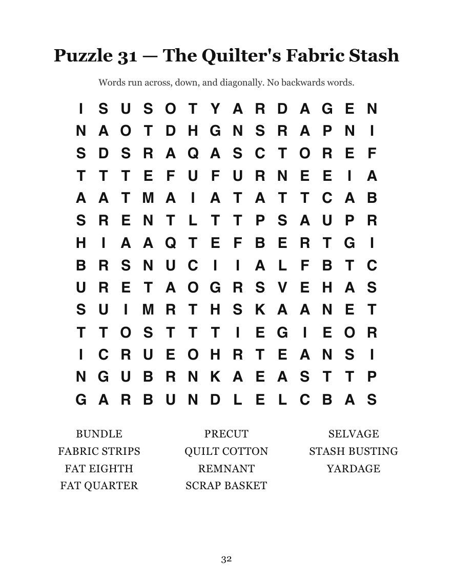 Craft Room Word Search preview