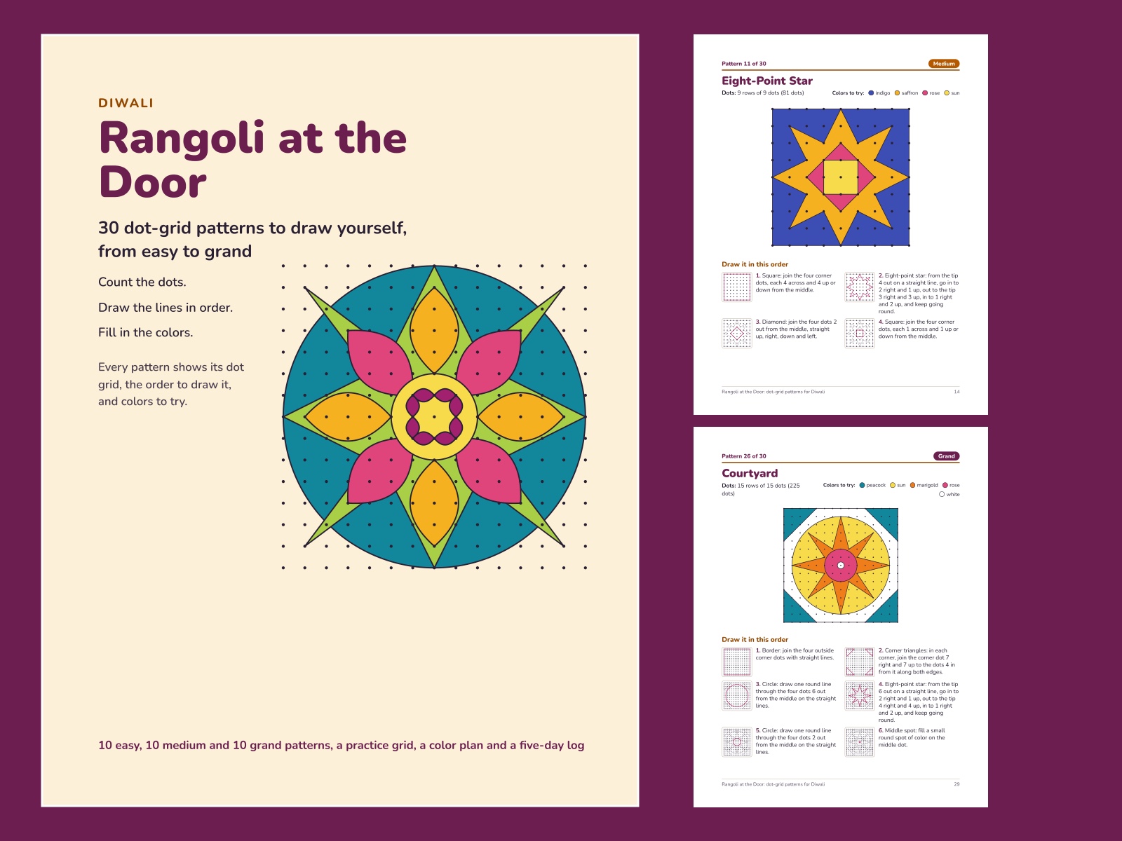 Rangoli Dot-Grid Pattern Book for Diwali — page preview