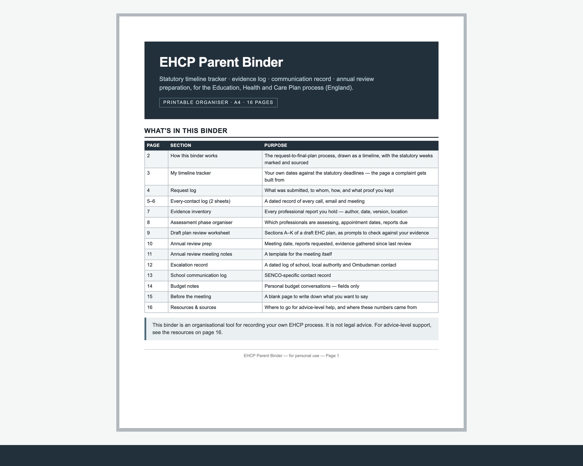 EHCP Parent Binder Printable A4 preview