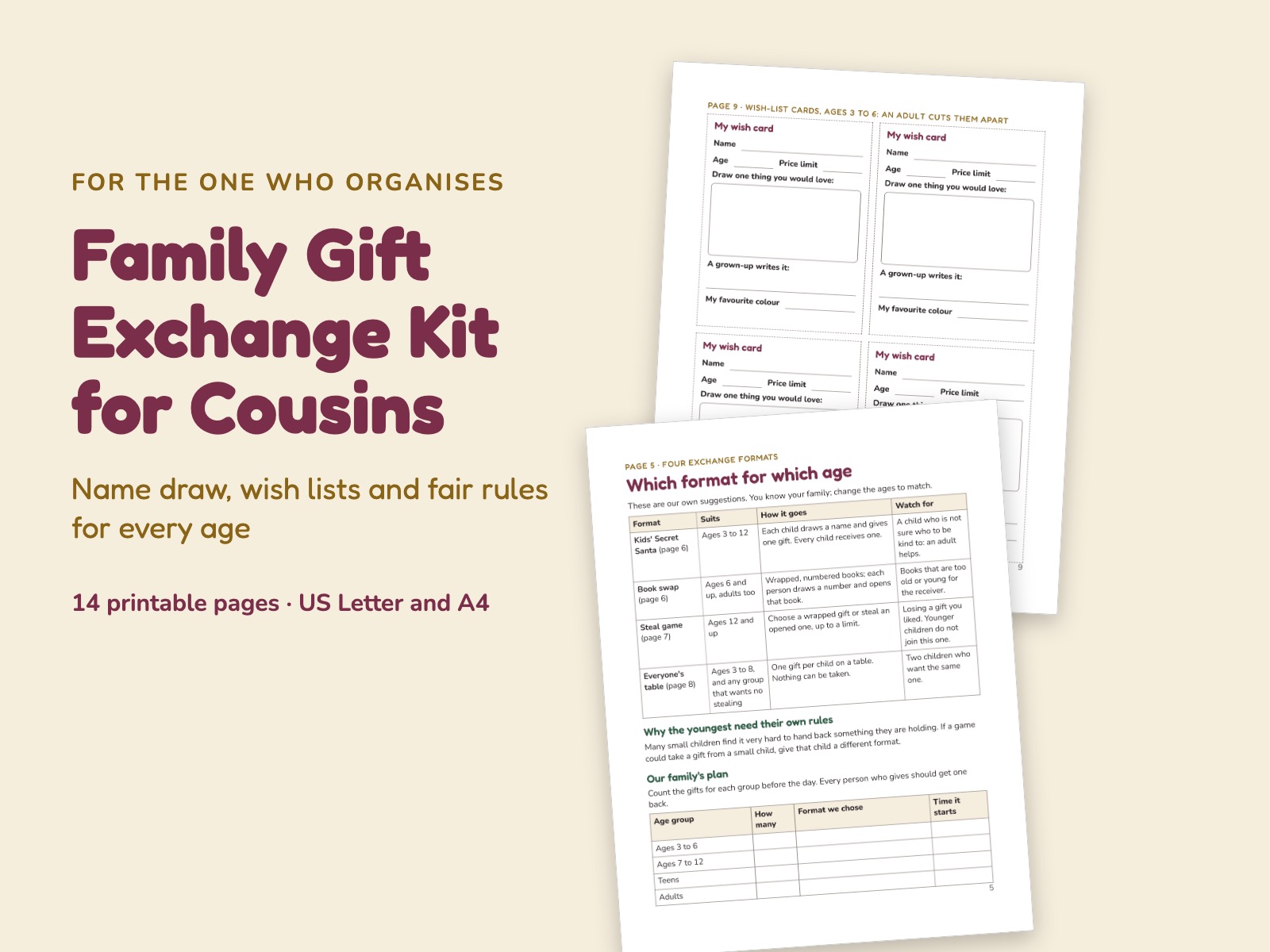 Family Gift Exchange Kit for Cousins: Name Draw, Wish Lists, and Fair Rules preview