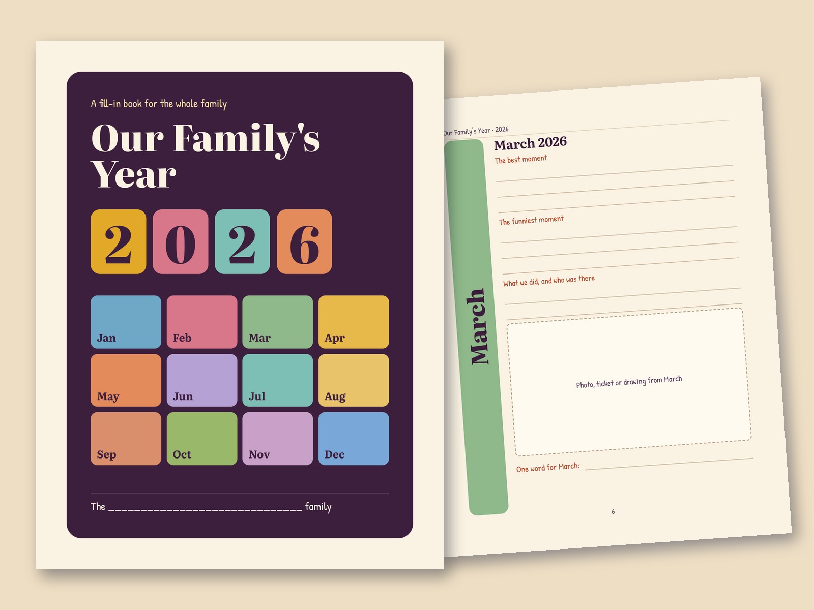 Our Family's Year: A Fill-In Year-in-Review Book for 2026 (Kids' and Grown-Ups' Pages) — page preview