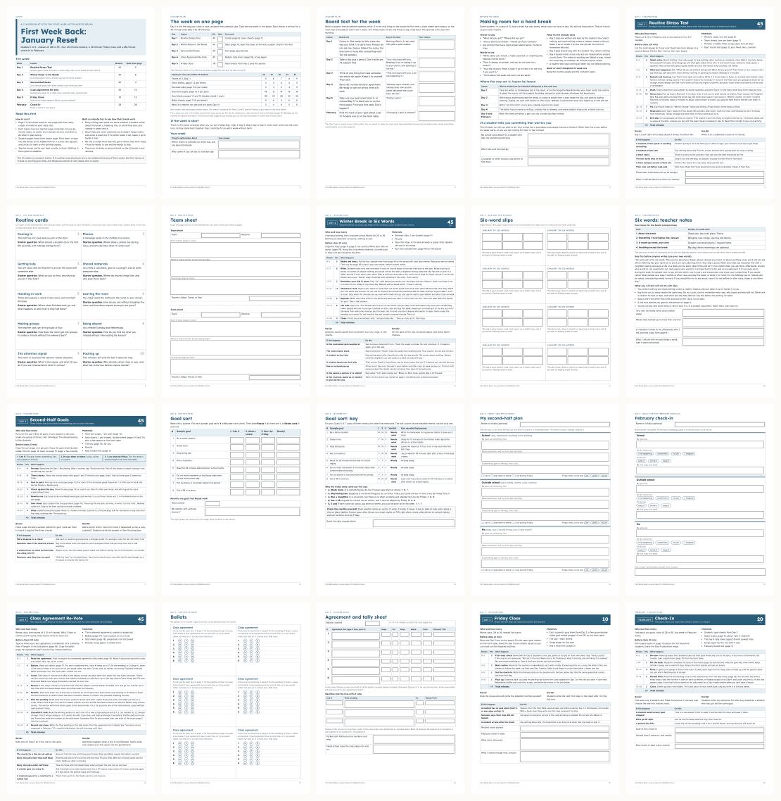 First Week Back January Reset for Middle School &mdash; thumbnails of every page