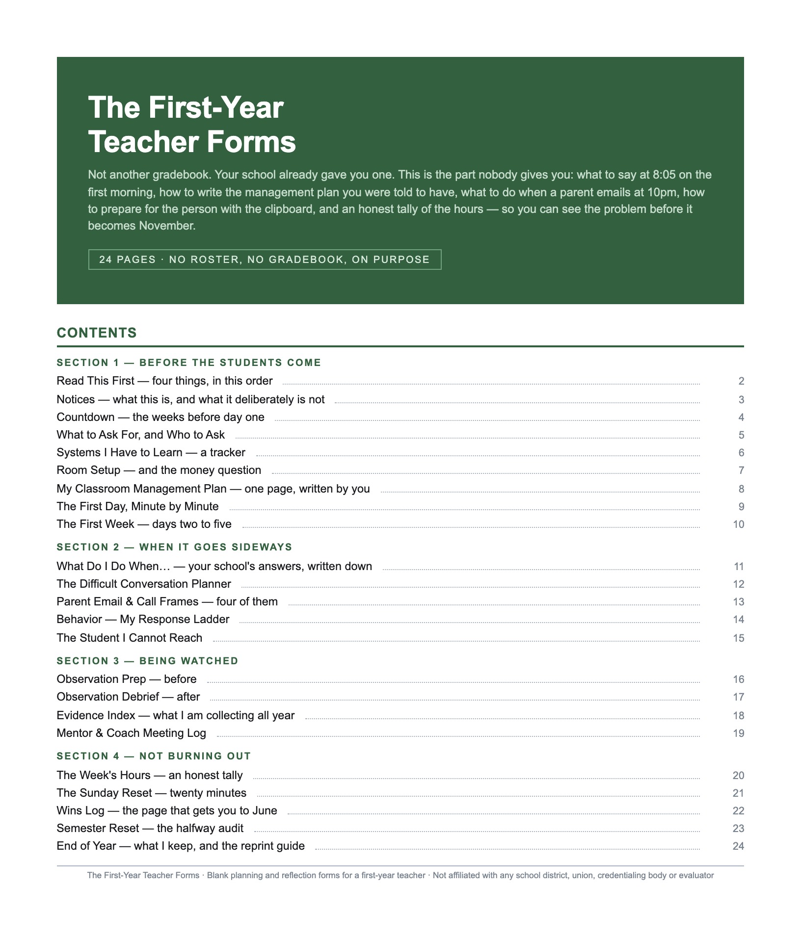 First Year Teacher Forms preview