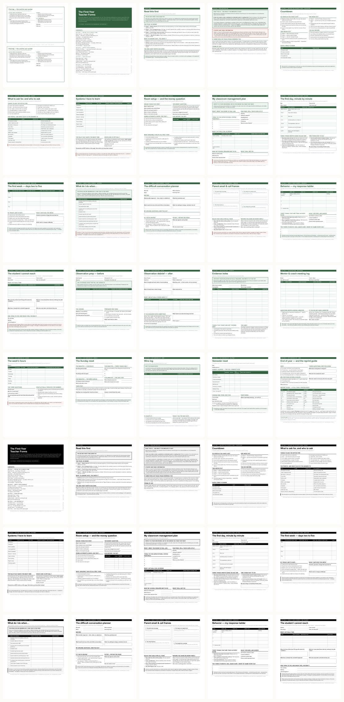 First Year Teacher Forms &mdash; thumbnails of every page