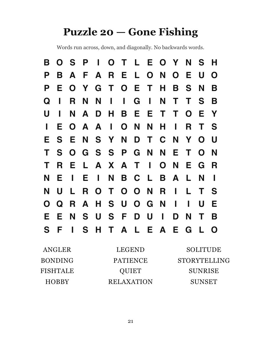 Fishing Word Search preview