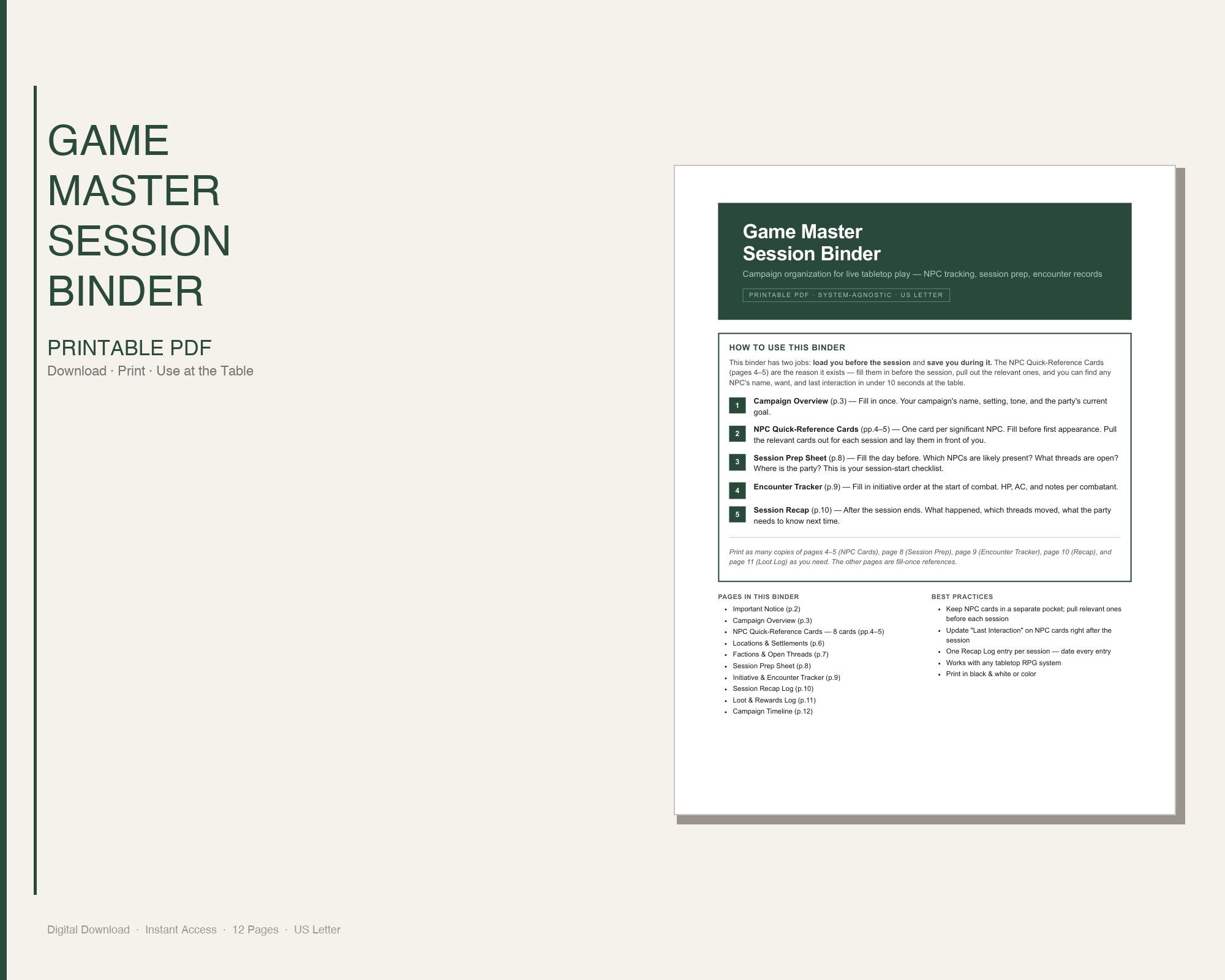 Game Master Session Binder preview
