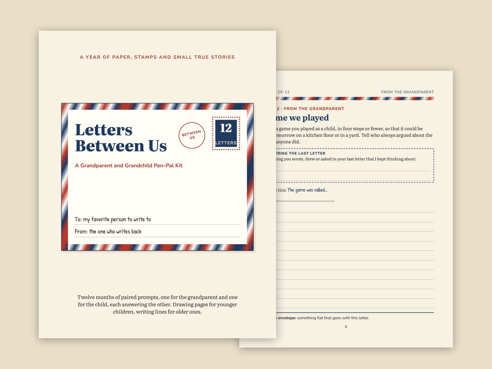 Grandparent and Grandchild Pen Pal Kit: 12 Months of Letter Prompts — page preview