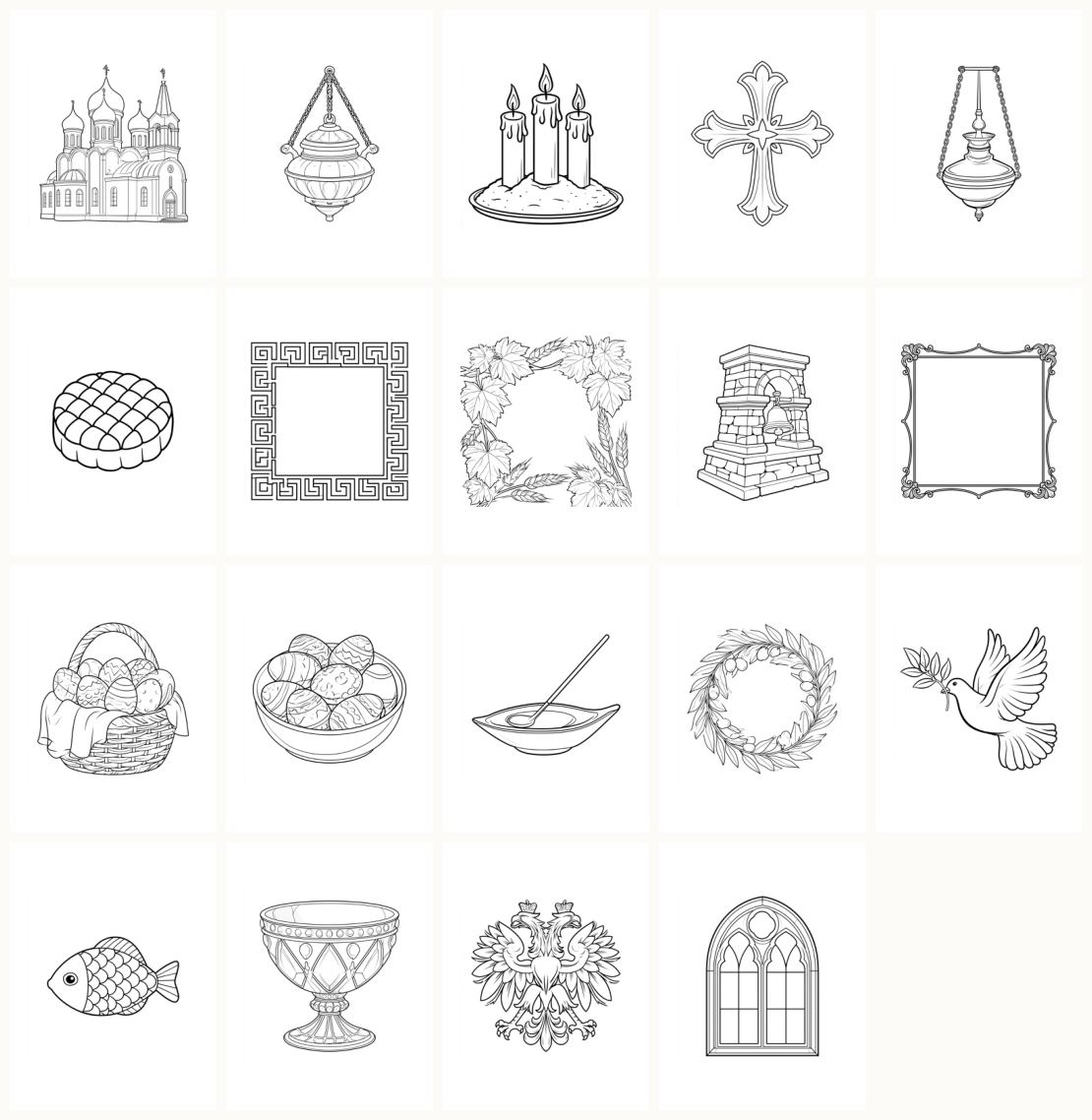 Greek Orthodox Coloring Book &mdash; thumbnails of every page