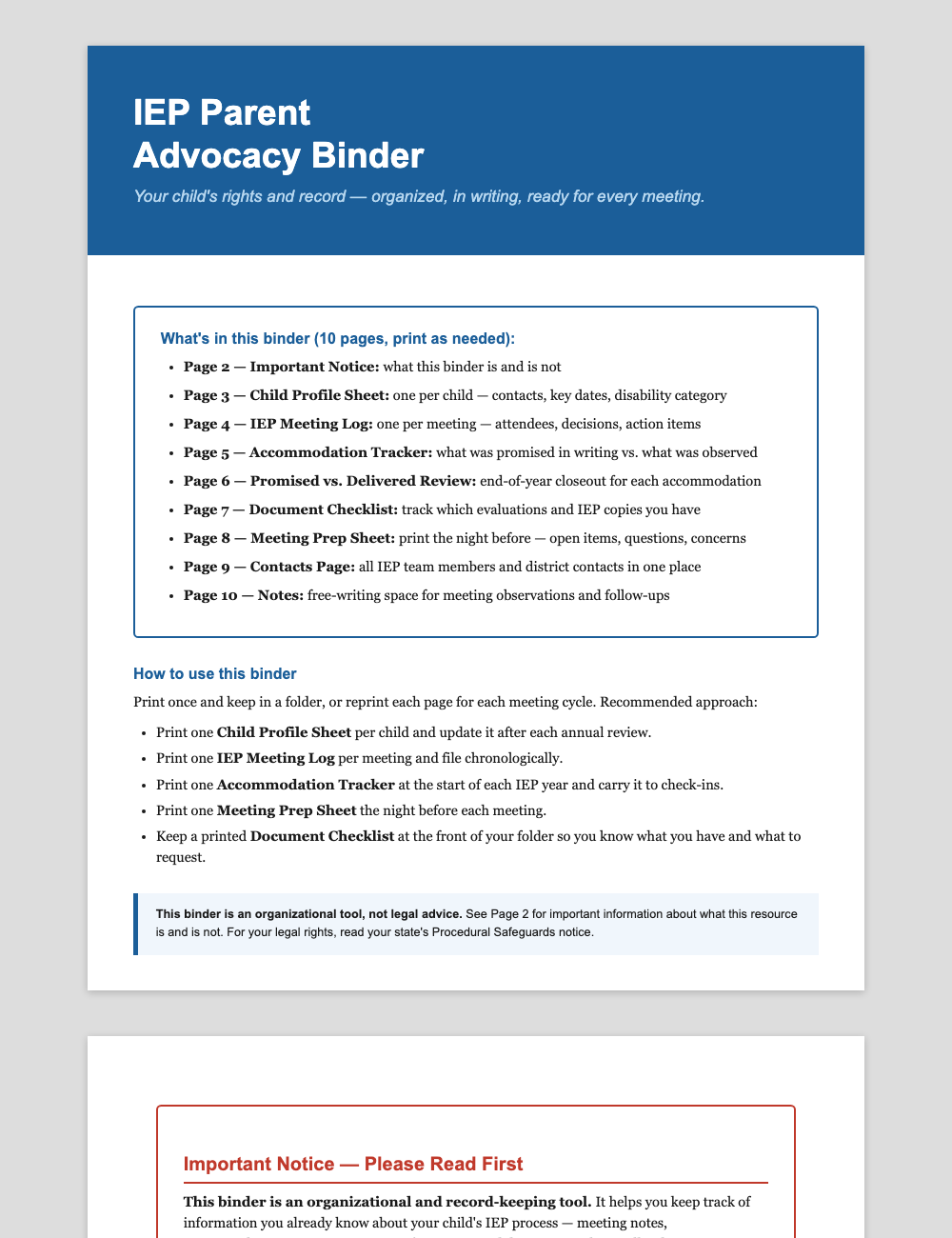IEP Binder preview