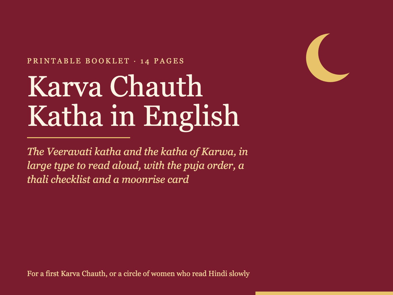 Karva Chauth Katha in English: Printable Booklet with Puja Order preview