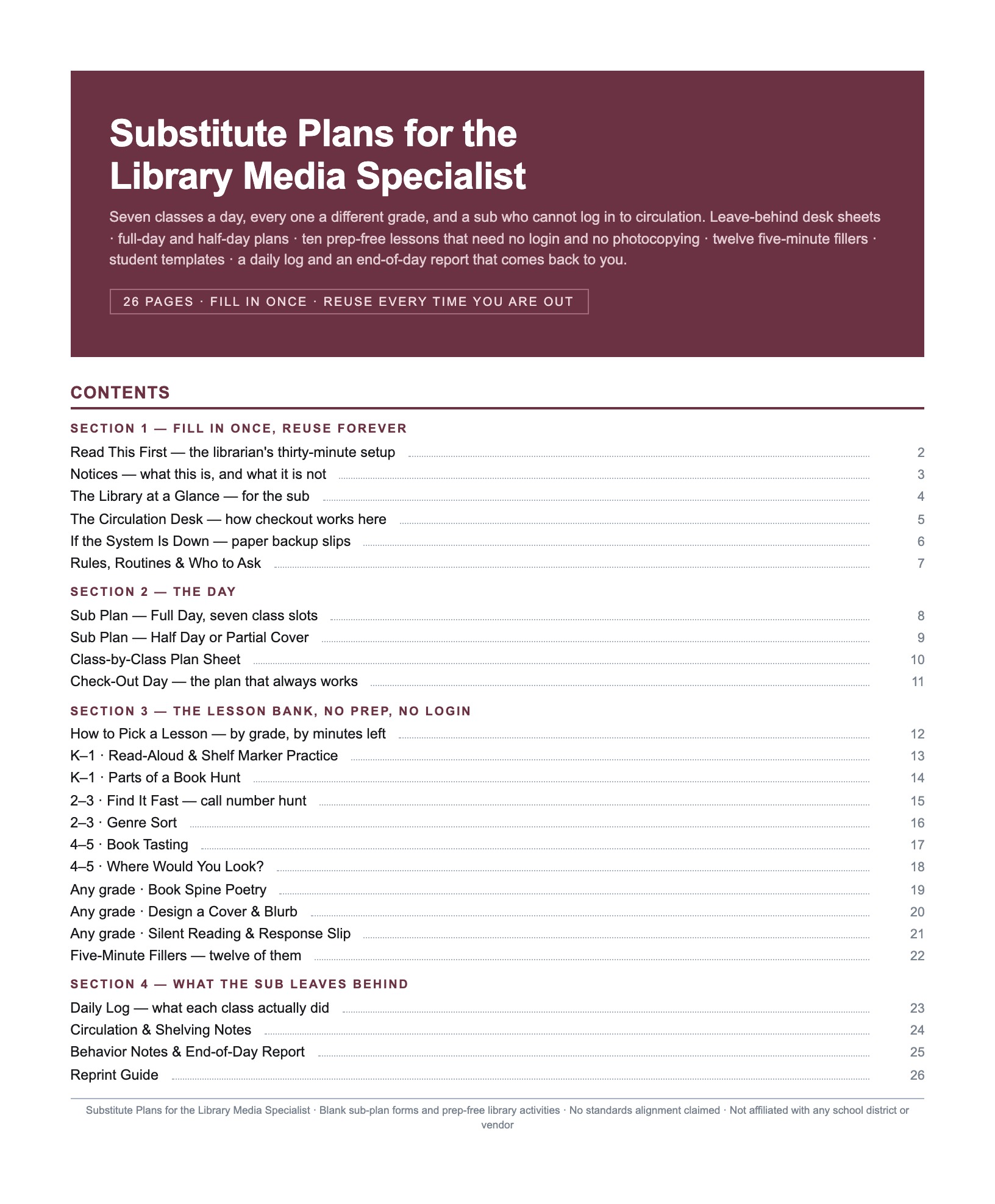 Library Sub Plans preview