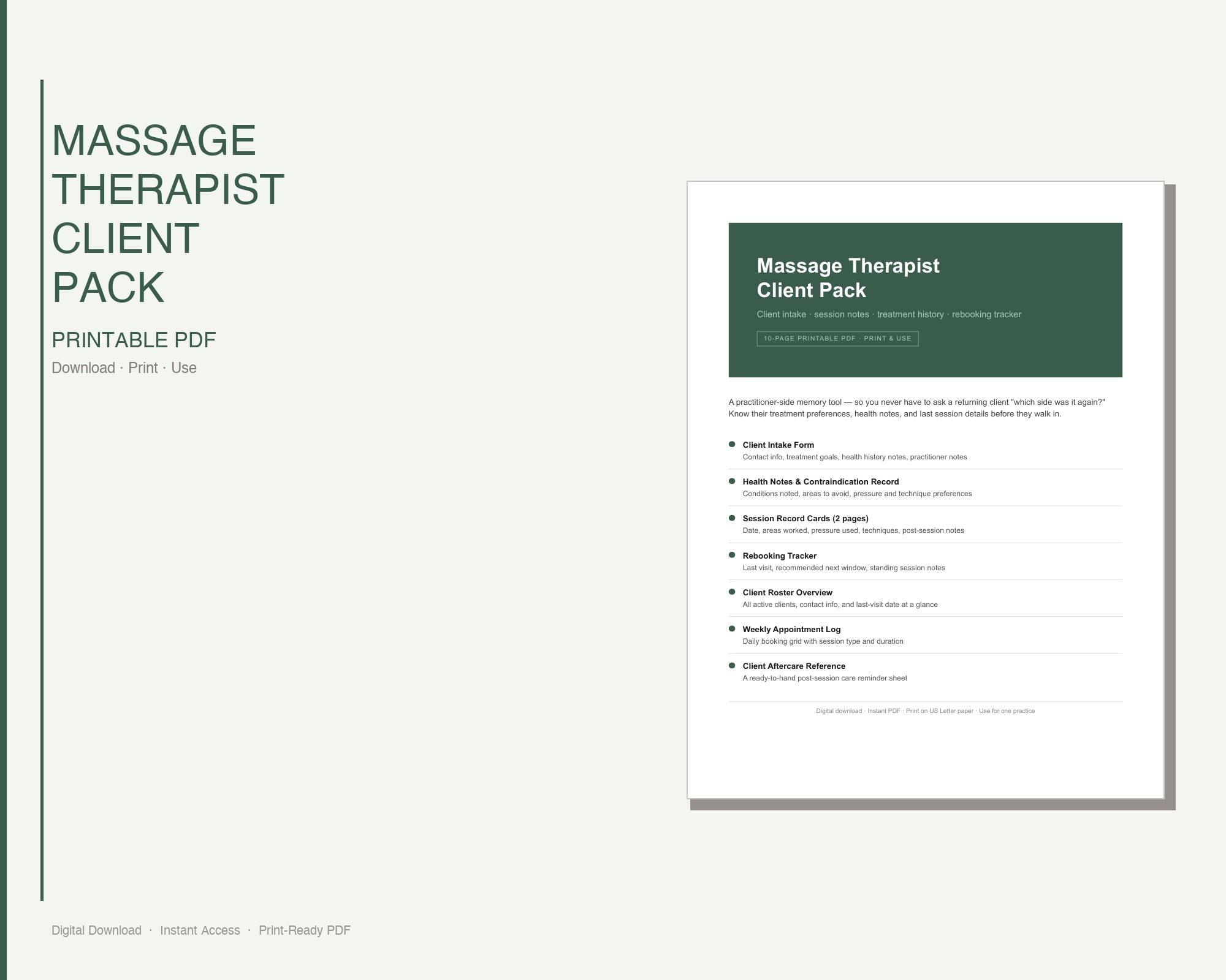 Massage Therapist Client Pack preview