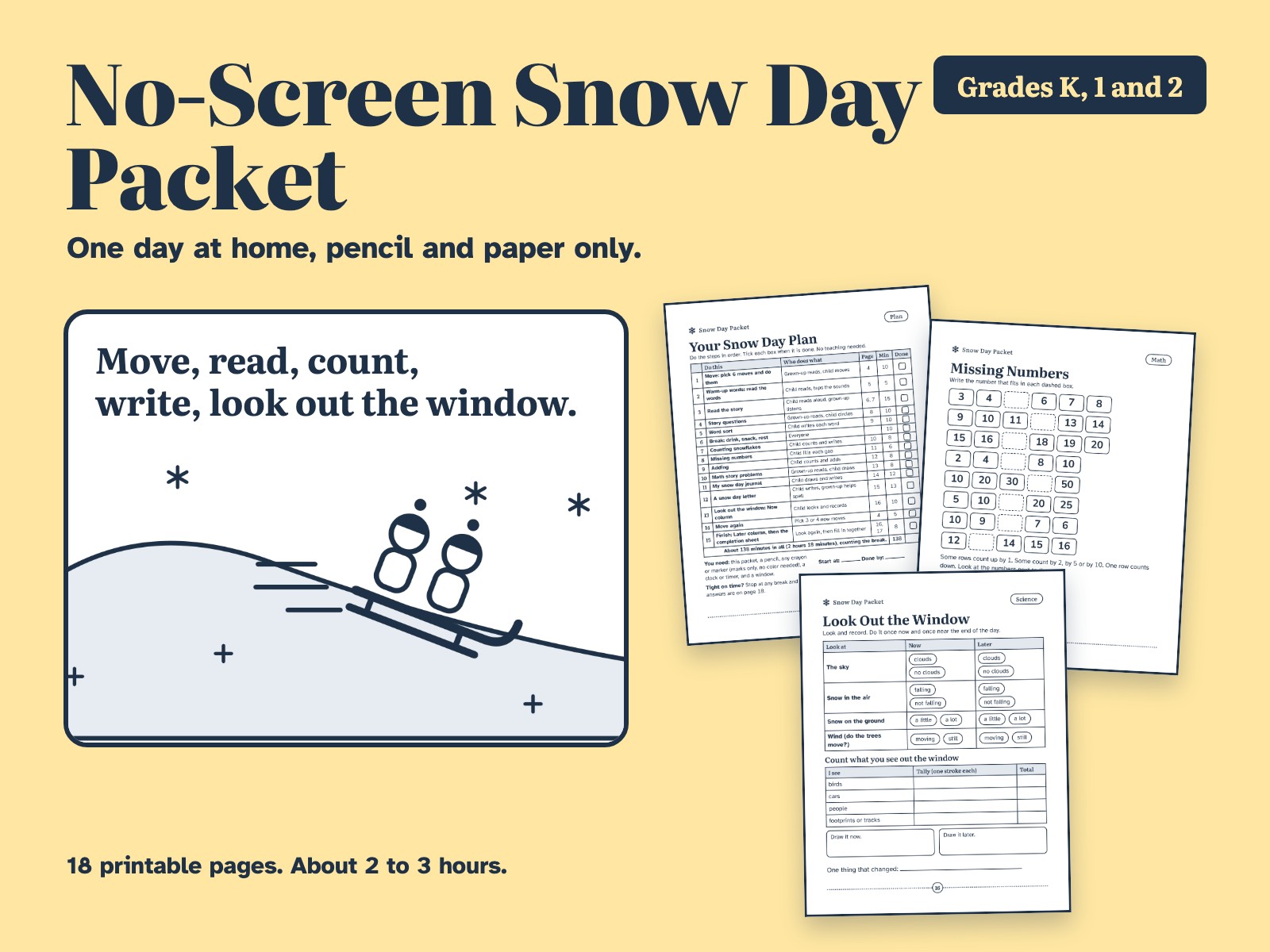 Remote Snow Day Packet for K-2: One No-Screen Day Families Can Run at Home preview