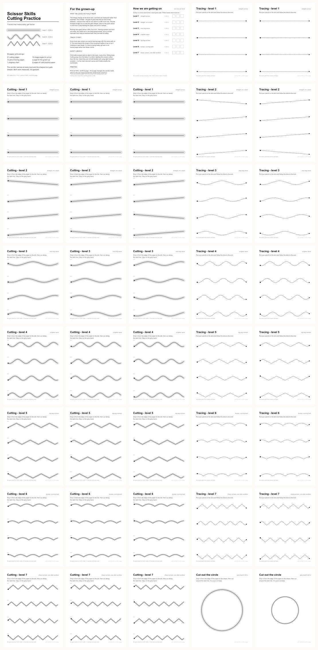 Scissor Skills Cutting Practice — thumbnails of every page