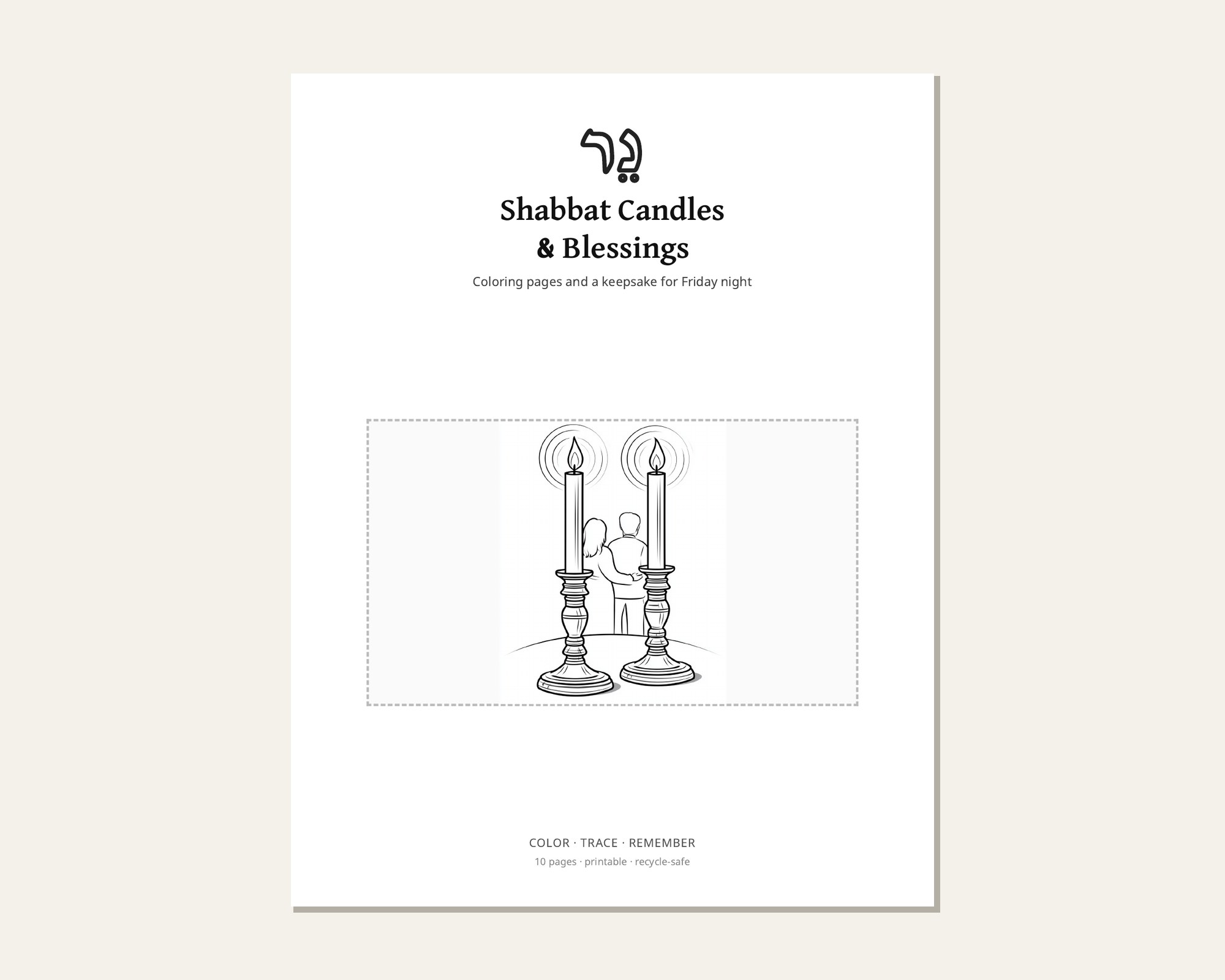 Shabbat Candles Coloring preview