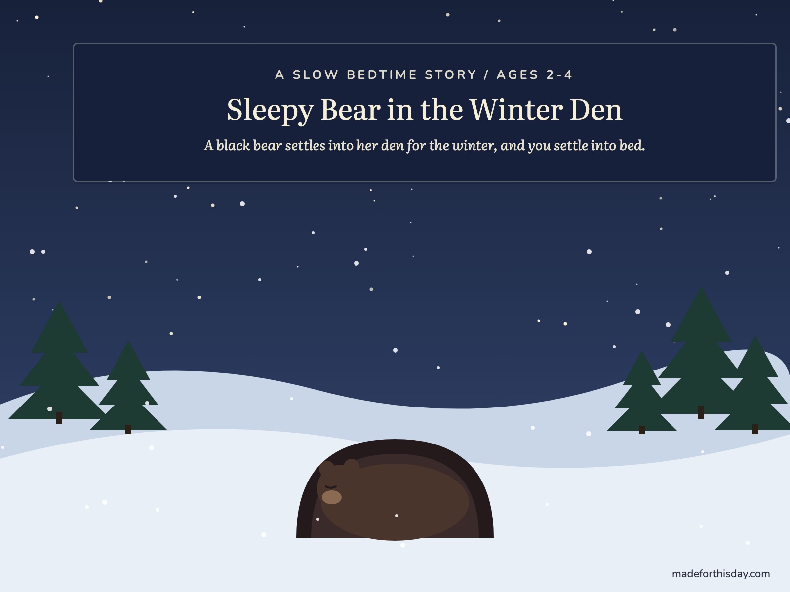 Sleepy Bear in the Winter Den: A Bedtime Story for Ages 2-4 — page preview