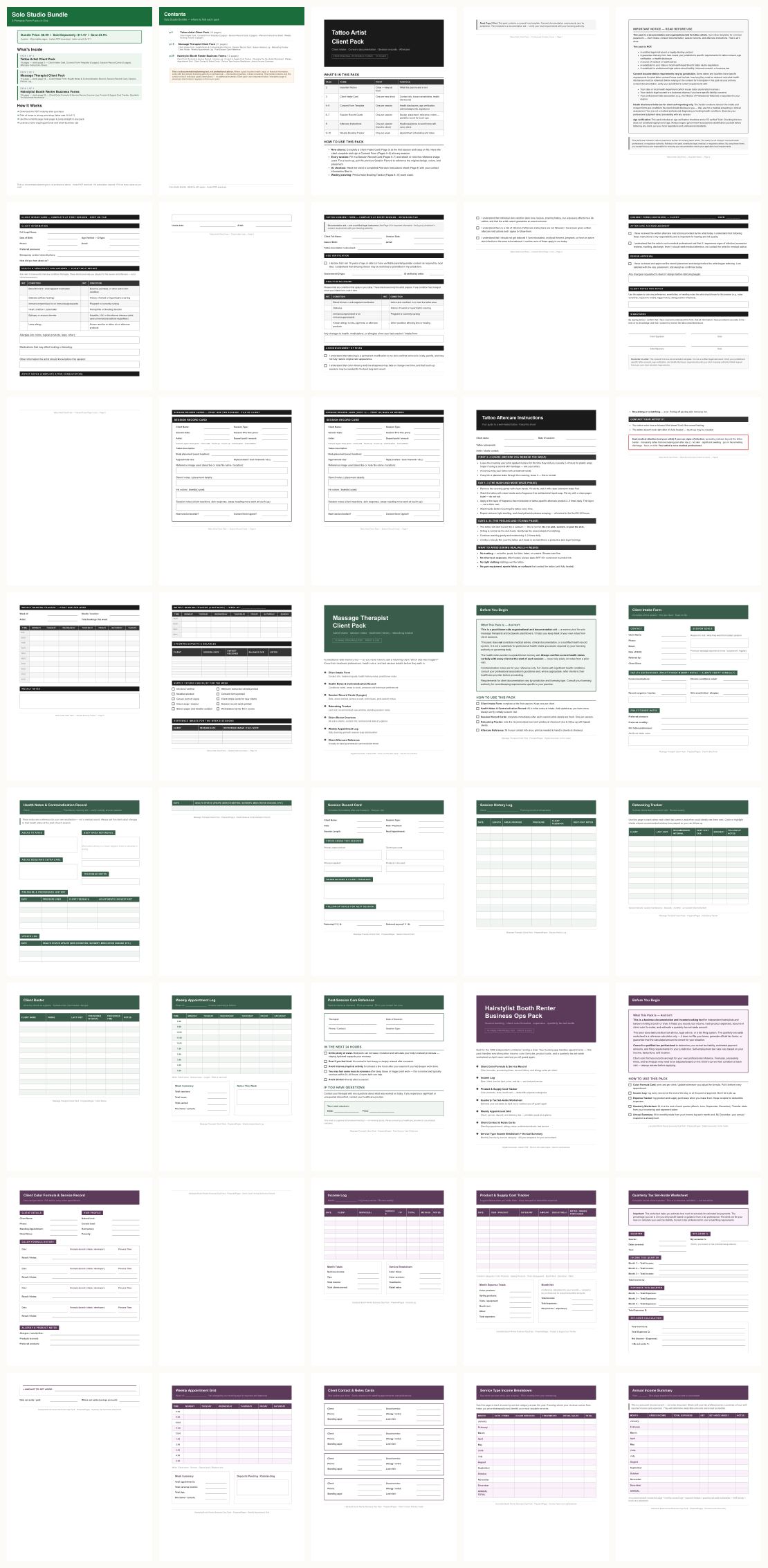 Solo Studio Bundle &mdash; thumbnails of every page