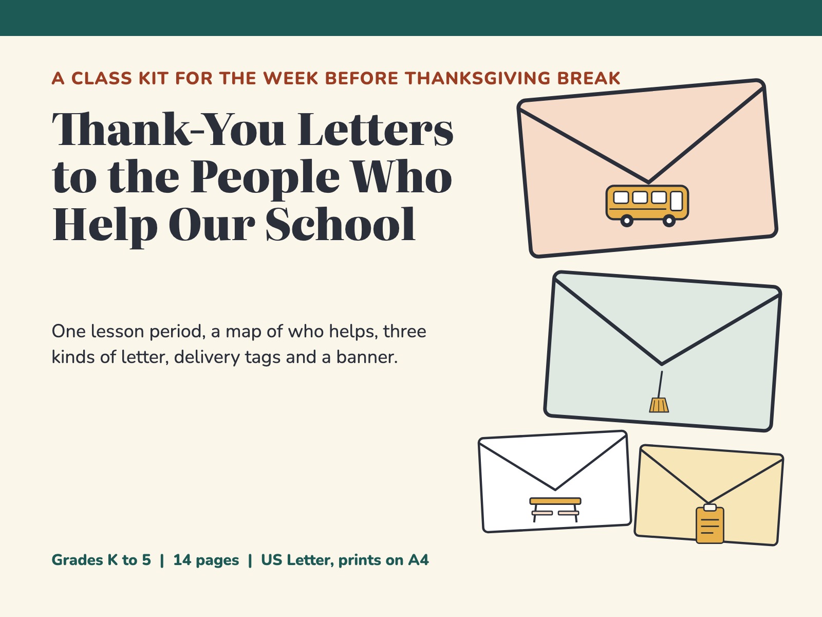Thanksgiving Thank-You Letters to School Staff: Class Kit and Lesson Plan preview