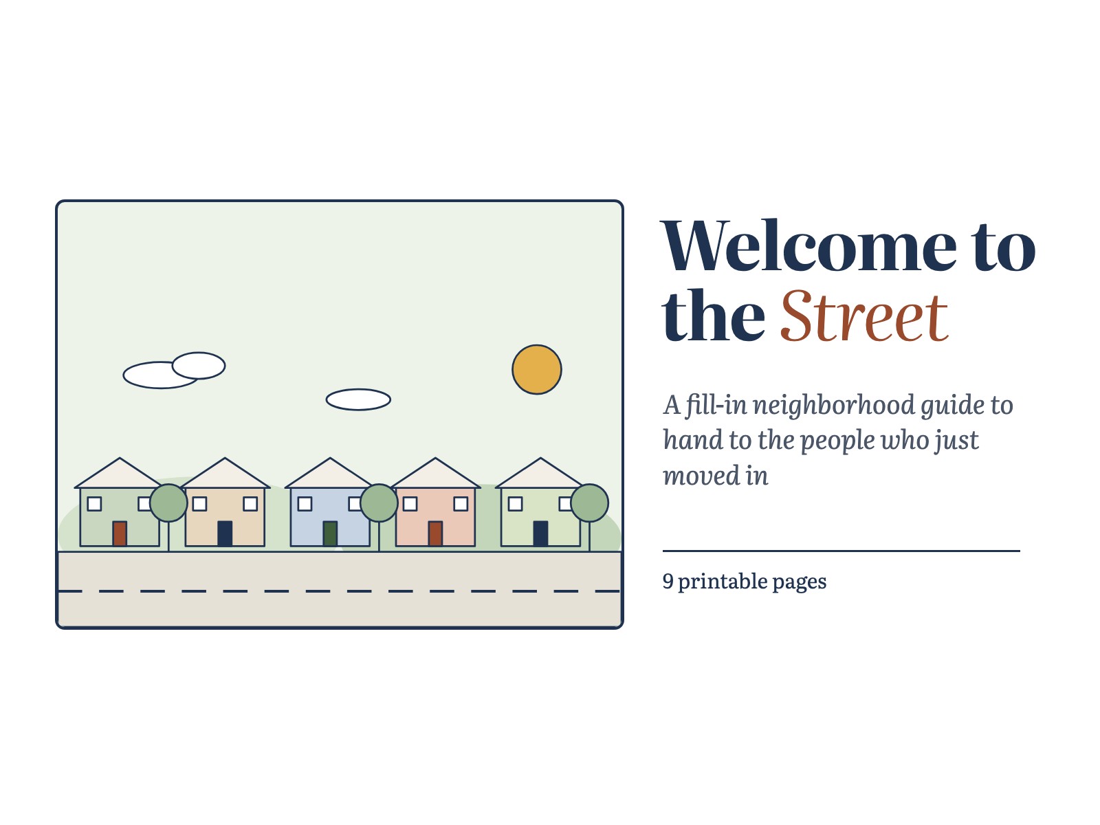 Welcome to the Neighborhood Printable: Fill-In Street Guide for New Neighbors — page preview