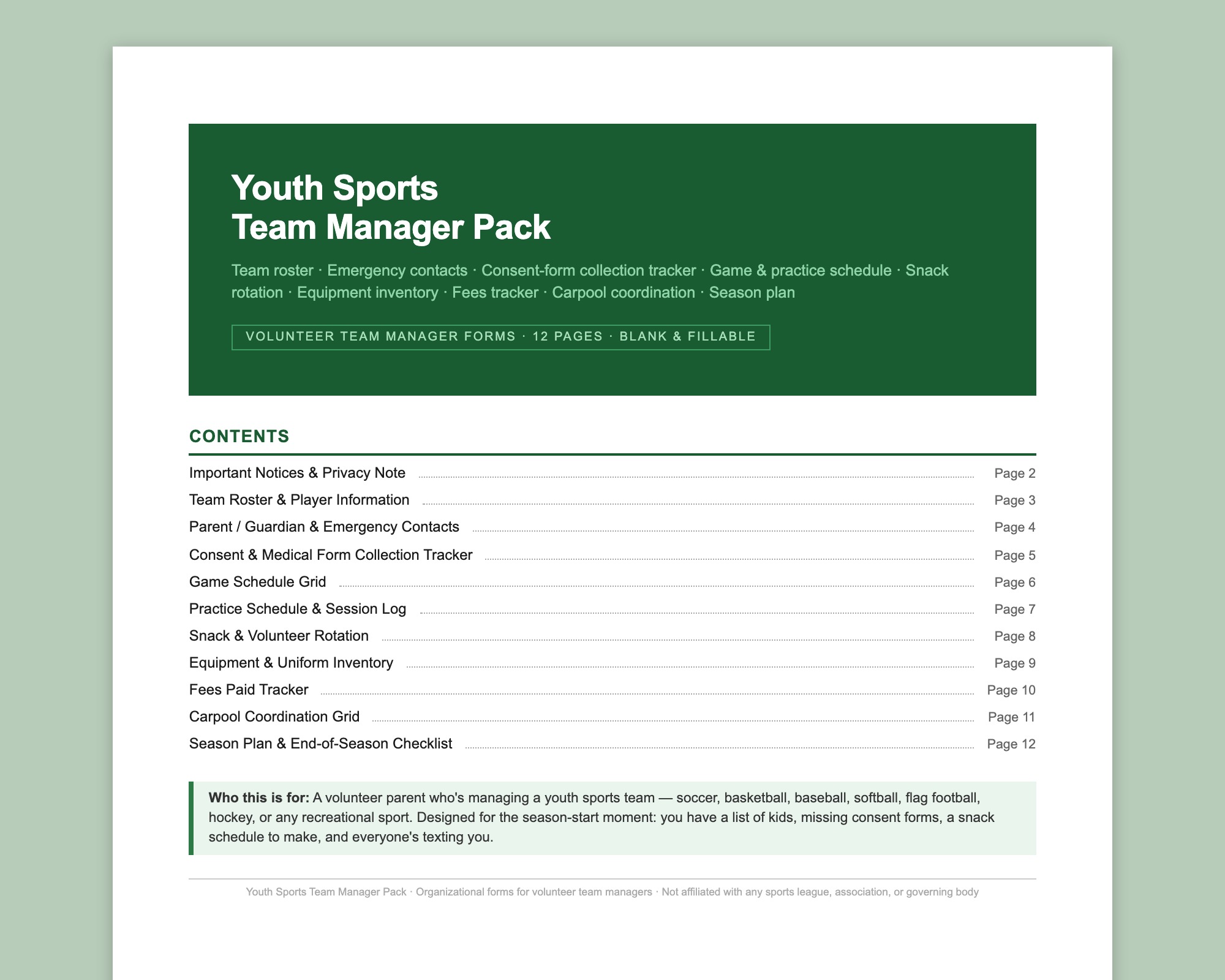 Youth Sports Team Manager Pack preview